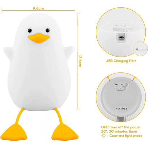 Zys Luz Nocturna Infantil Silicona Con Forma Pato
