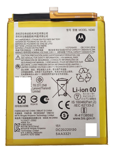 Bateria Motorola Moto Edge 30 Xt2203 Nd40 100% Original