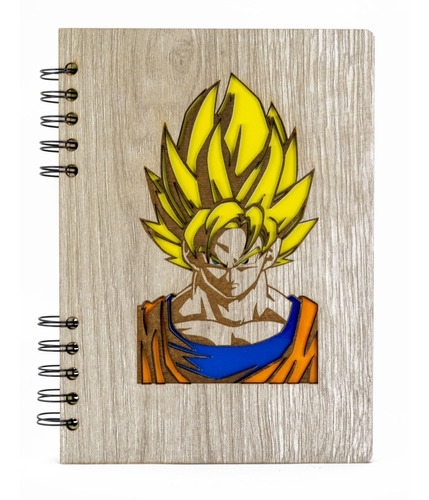 Cuaderno De Dragon Ball En Madera Diseño De Goku