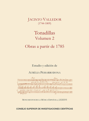 Tonadillas Volumen 2 Obras A Partir De 1785 - Valledor  Jaci