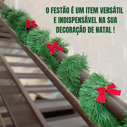 Kit 4 Festão Verde Escuro Decoração De Natal De 2 Metros