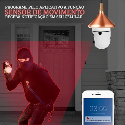 Câmera Ip Lâmpada De Segurança Wifi Espia Panorâmica 360