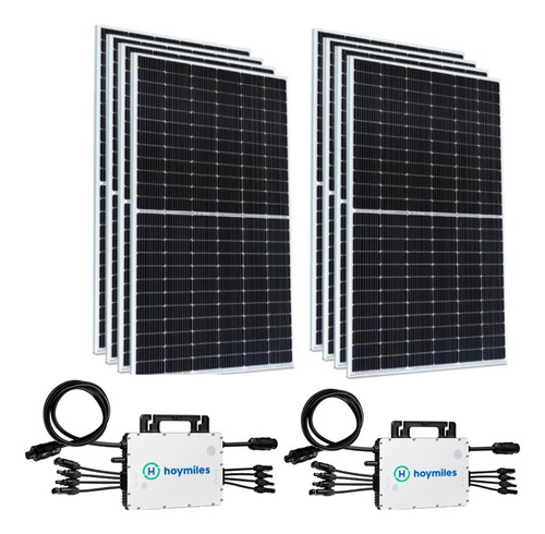 Kit Solar Completo 8 Painéis 4,44kw Hoymiles Micro Estrutura