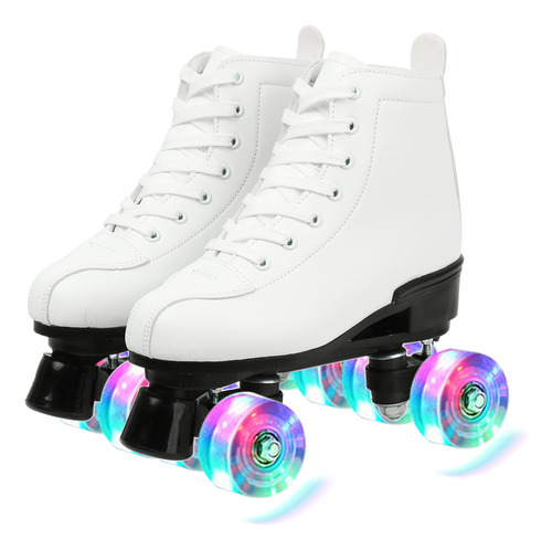 Patines De Cuero Sintético Para Mujer Rodillo Brillante De