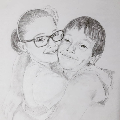 Dibujo Retrato A Lápiz Grafito Negro Tamaño A4 (una Persona)