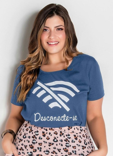 Imagem 1 de 4 de Blusa Feminina T-shirt Estampa Wifi Frontal Plus Size 