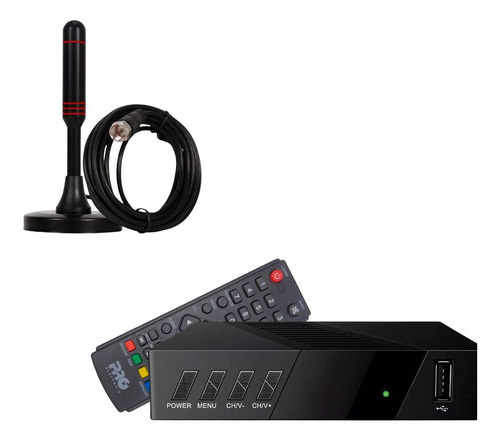 Kit Conversor Digital Dtv 4000 E Antena Dtv 100 Hdtv Aquario