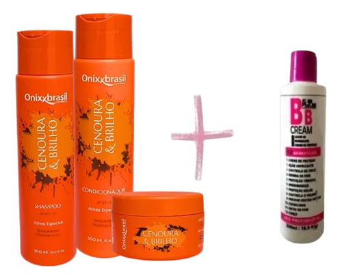 Kit Shampoo + Condicionador + Máscara Cenoura E Brilho Onixx
