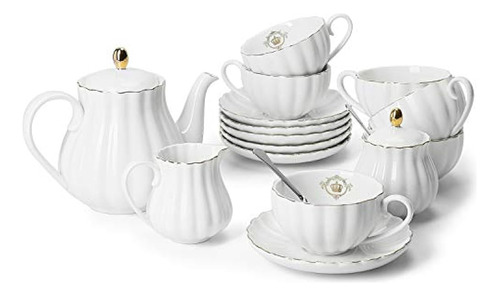 Amazingware Juego De Té De Porcelana - Juego De Taza De Té Y