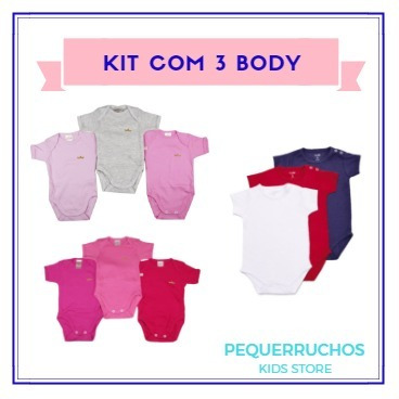 Kit Com 3 Body Liso Menina E Menino 