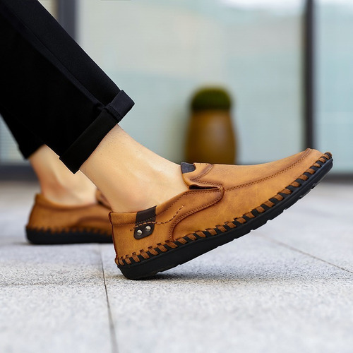 Mocasines For Hombre Zapatos De Cuero Sin Cordones
