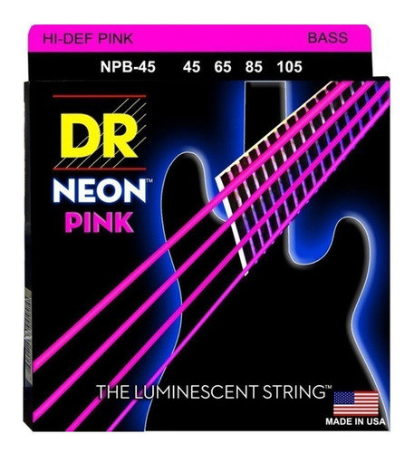 Cuerdas De Bajo Dr Neon Hi Def Pink  045 105 Made In Usa