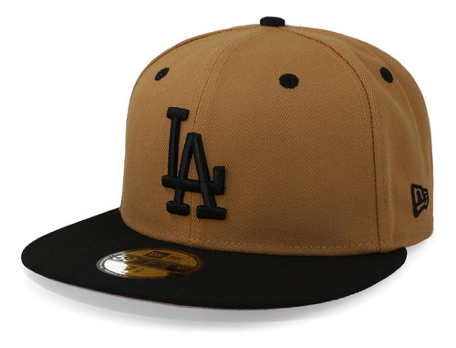 Gorra New Era 59 Fifty Mlb Q323 Wheat Black Dodgers Cafe Cer