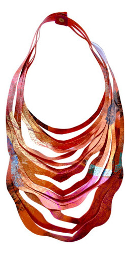 Collar Naranja Y Oro, Diseño Argentino, Accesorio De Moda 
