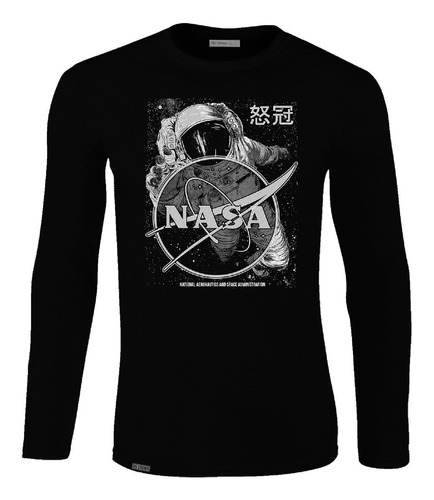 Camiseta Manga Larga Camibuso Nasa Astronauta Luna Logo Eol