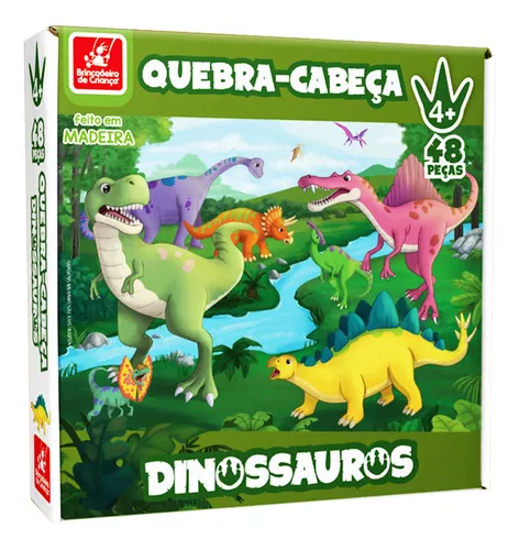 Jogo Quebra - Cabeça Dinossauro Feito Em Madeira 30 Peças