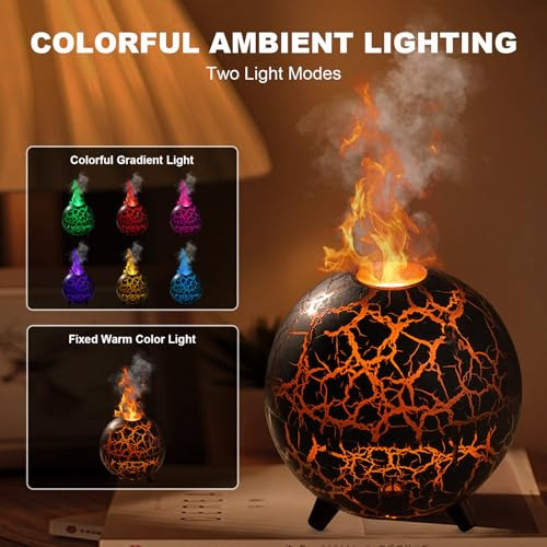 Humidificador De Volcán Difusor De Llama: 200ml 7 Colores Di