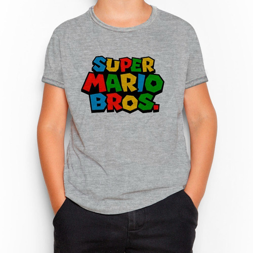 Remera Niño Niña Unisex - Super Mario Bros - Gamer - Logo