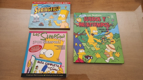 Lote 3 Libros Los Simpsons Guía Springfield Juegos Capítulos