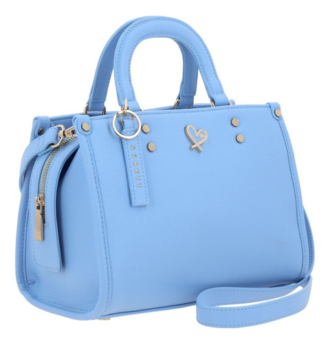 Bolso Dama Satchel Gorett Original Color Azul Marino Flores