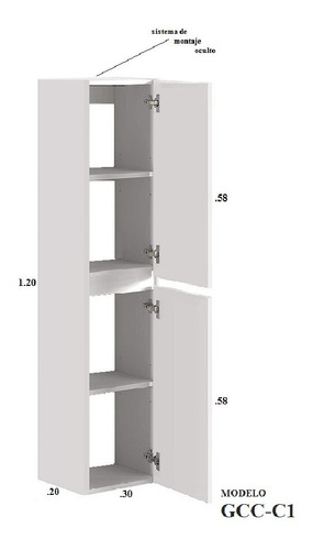 Imagen 1 de 9 de Columna Modular En Melamina Para Baño Mod. Gcc-c1
