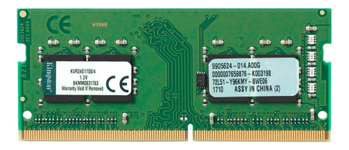 Memoria RAM ValueRAM color verde 4GB 1 Kingston KVR24S17S8/4