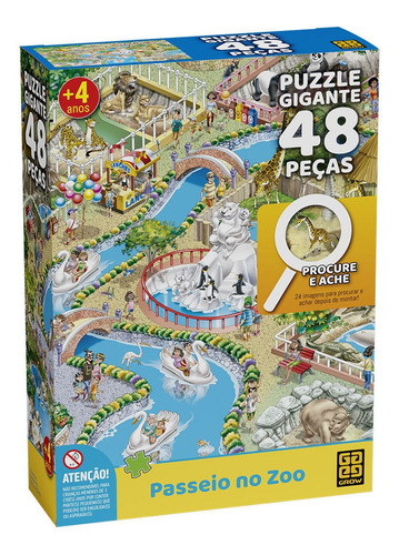 Puzzle Gigante 48 Peças Procure E Ache Passeio No Zoo Grow