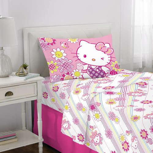 Set De Sábanas Franco, Para Niñas, Tamaño Twin, Hello Kitty