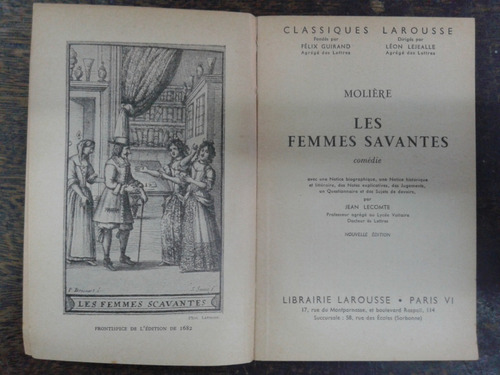 Imagen 2 de 3 de Les Femmes Savantes * Moliere * Larousse *