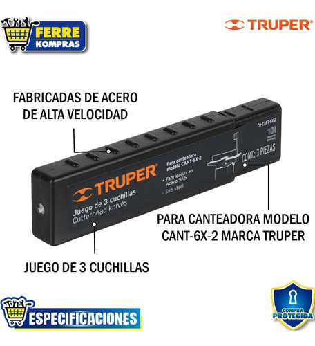Caja Con 3 Cuchillas Hss Para Canteadora Cant-6x2, 16919