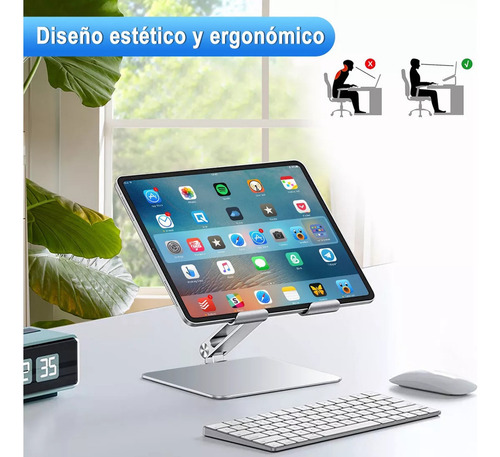 Base Soporte Tablet/iPad Aluminio Ajustable Plegable Portáti