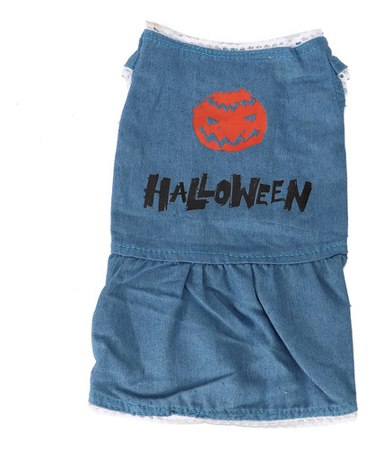 Hermoso Disfraz De Algodón Azul Con Estampado De Calabaza