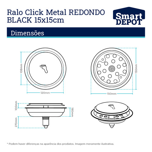 Ralo Black Redondo Click Inteligente Abre E Fecha