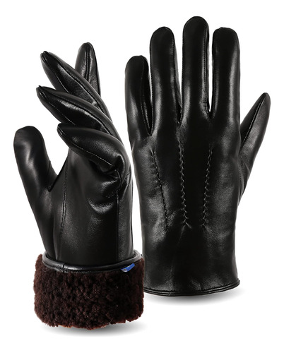 Nyveil Guantes De Cuero Para Hombre Con Forro De Piel De Ove