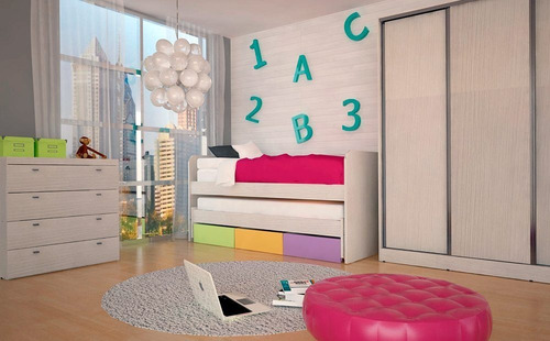 Kit 3 Cajones Bajo Cama Mosconi Nature Melamina Colores