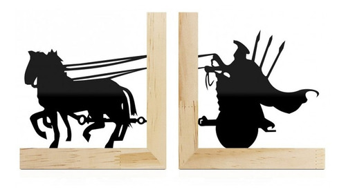 Suporte Aparador Para Livros Pinus Geek Cor Preto e Marrom Claro