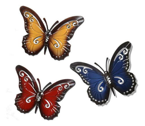3 Arte De Mariposa De Metal Mural Decorativo Pared Colgante
