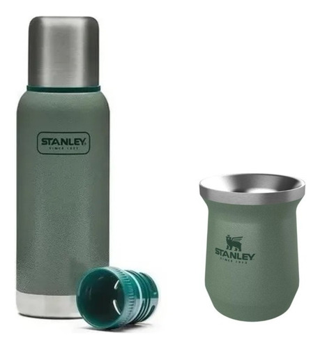 Combo Termo Adventure 1 L + Mate Stanley Colores Aventureros Color Verde