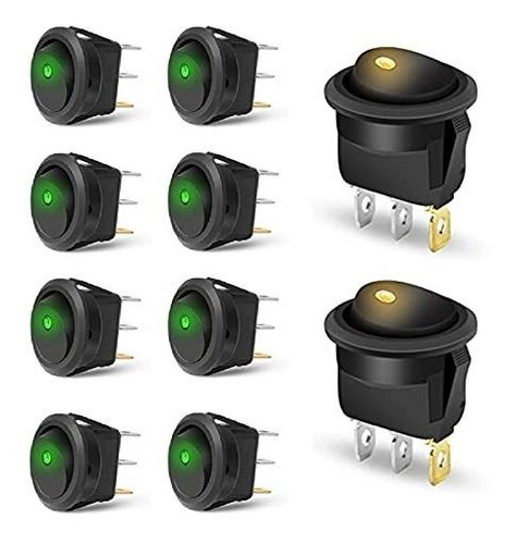 Rocker Switch Led Dot Light 3 Pin On Off Control Toggle...