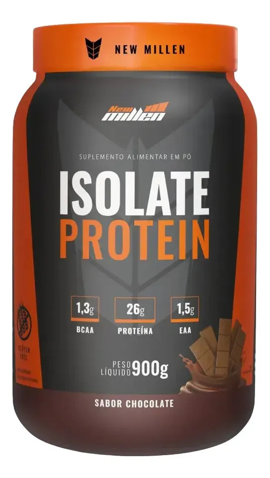 Whey Isolado New Millen 900g 26g Proteína Zero Lactose Sabor Chocolate