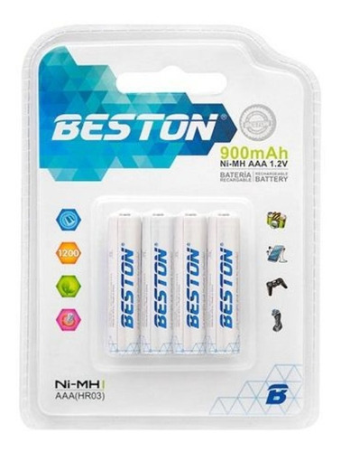 Pilas Bateria Beston Aaa Recargable 900mah X 4 Unidades