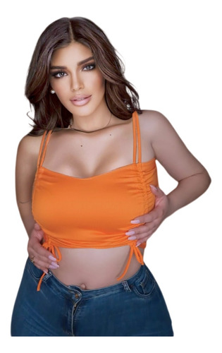 Blusa Crop Top Juvenil Modelo B Color Naranja