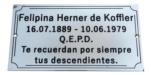 Placa Chapa Mortuoria,cementerio, Nicho, Lapida,panteon 15x8