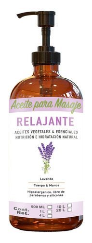 Aceite Para Masaje Relajante Con Lavanda 1 Lt Sane