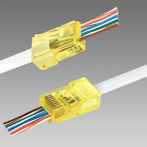 Conector De Paso Rj45, Mxcyy-006, 1 Paquete, 1x100 Pzas, Rj4