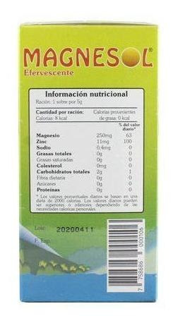 Imagen 2 de 3 de Magnesol Polvo Efervecente Limon Sob/5 G Caja Con 32 Unidade
