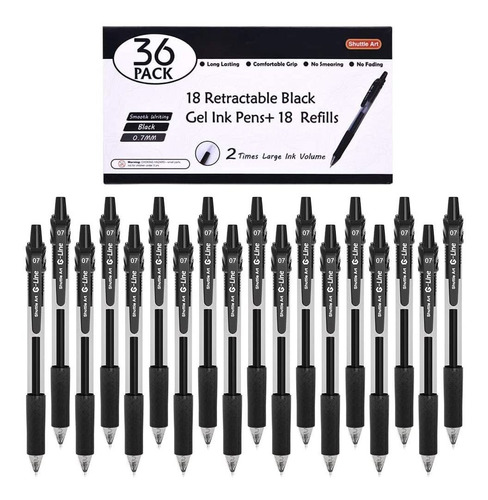 Boligrafo Birome De Gel Negro X18 Unidades Con Repuestos