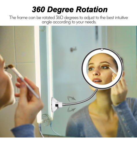 Espejo De Maquillaje Led Con Aumento De 10 Aumentos Y Cuello
