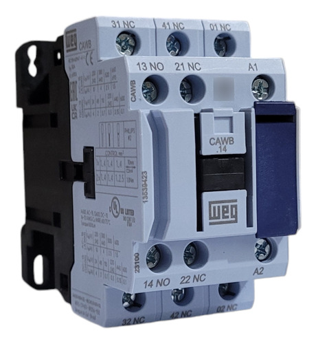 Contator Auxiliar Weg Cawb14-00d23 10a 1na+4nf 220v 50/60hz