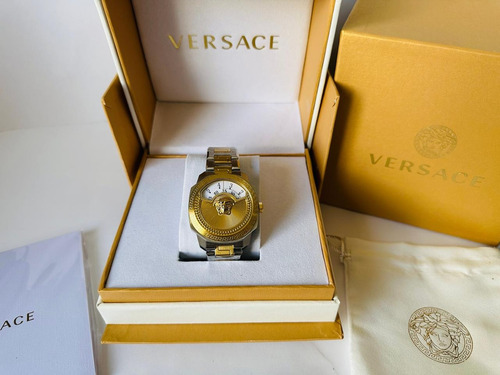Reloj Pulsera Versace Tricolor Impresionante Dorado Dorado Blanco (Usado)
